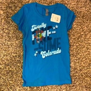 Totally Awesome CO girls t shirt extra small 3/4 (blue)
